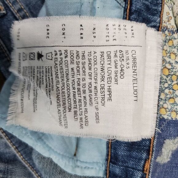 Current/Elliott Blue Patchwork Jean Shorts - Picture 11 of 14